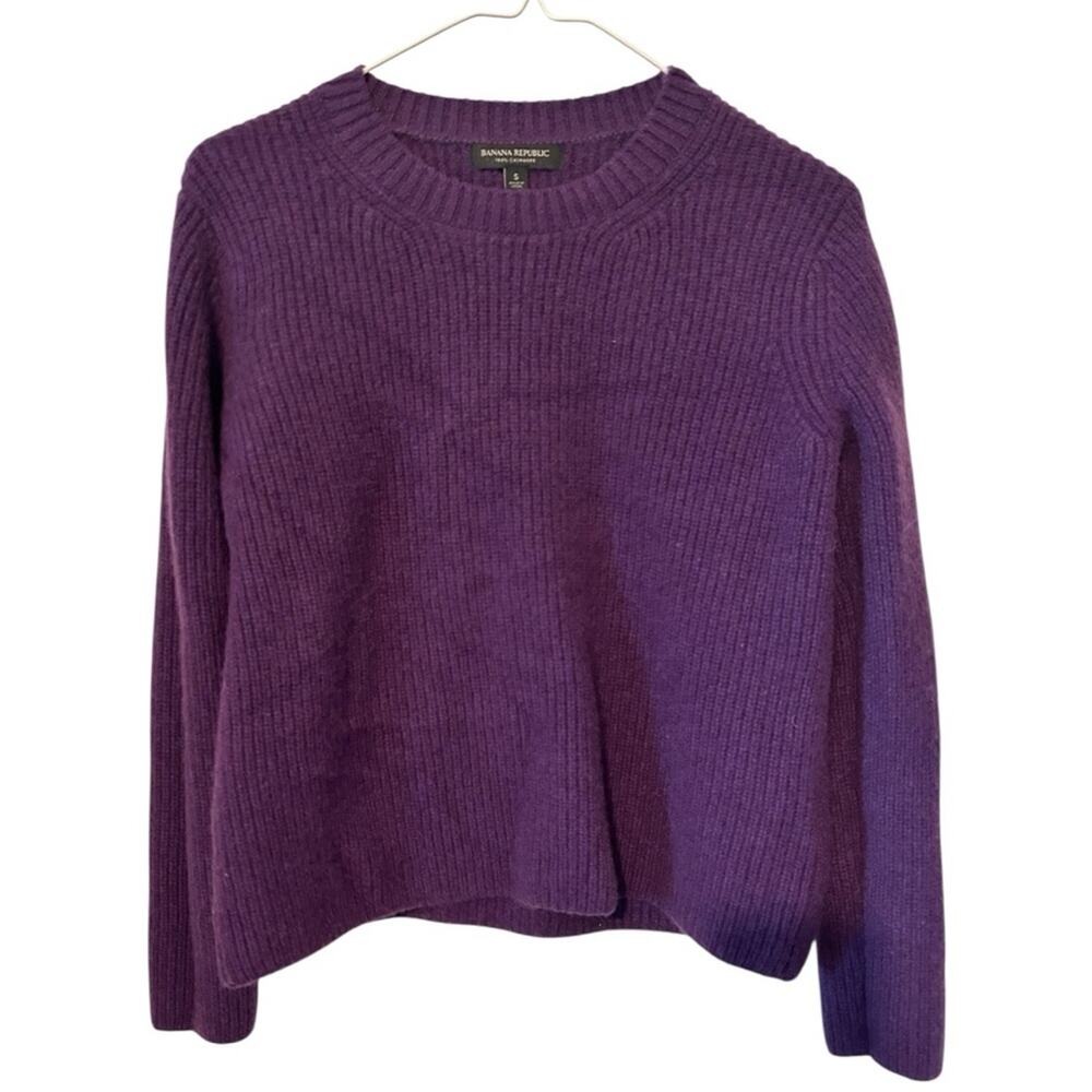 Banana Republic Purple Ribbed Crewneck Sweater